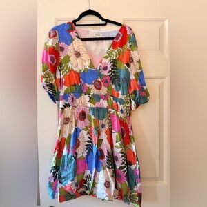 On Twelfth Floral V-Neck Mini Dress in Multicolor